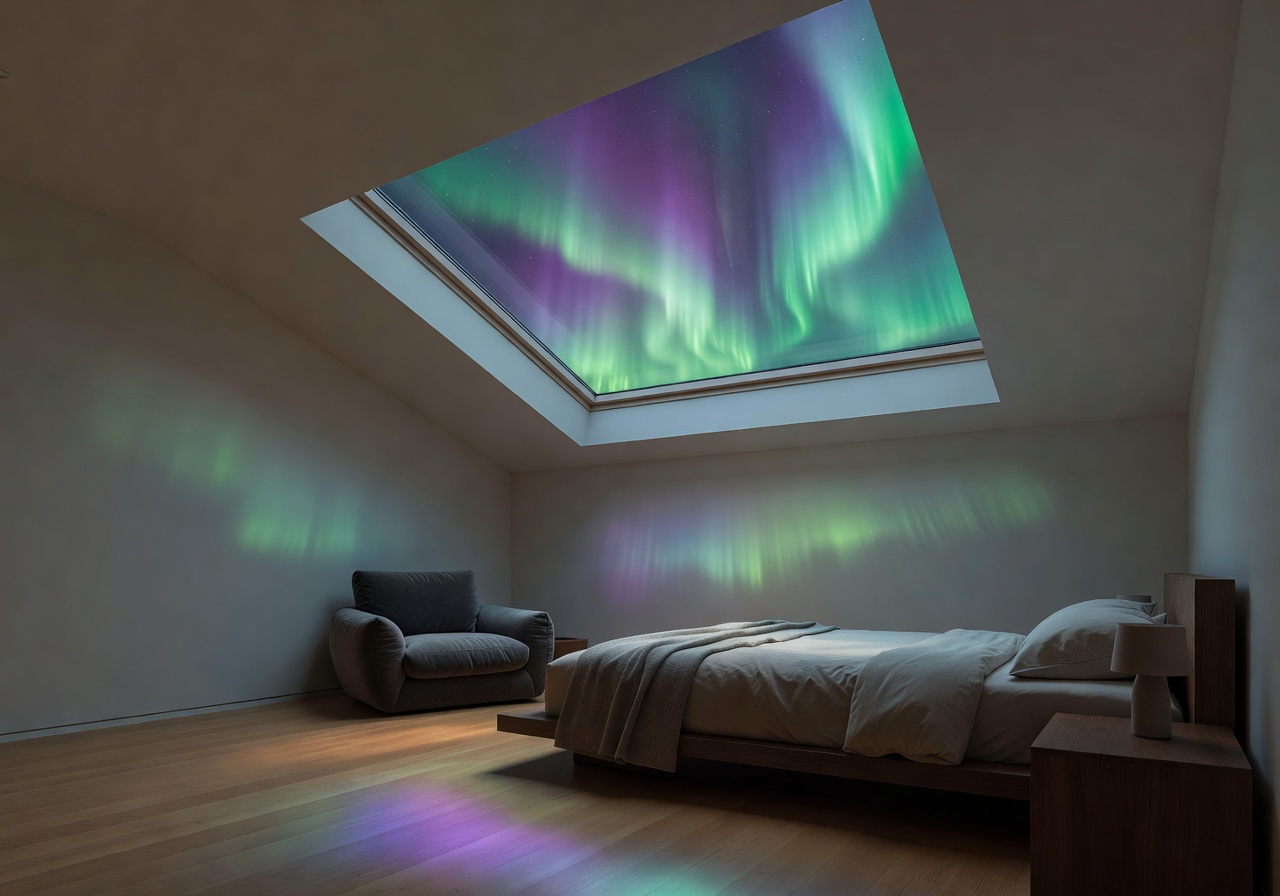 Aurora Suite with skylight view of northern lights