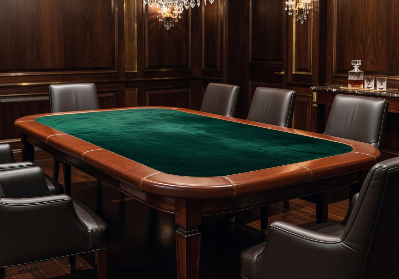 Premium social gaming table with green felt and luxury surroundings